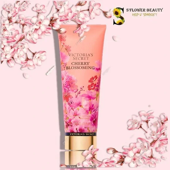 Victoria's Secret Cherry Blossoming Lotion - Pink & Gold Floral Tube - Picture 1 of 1